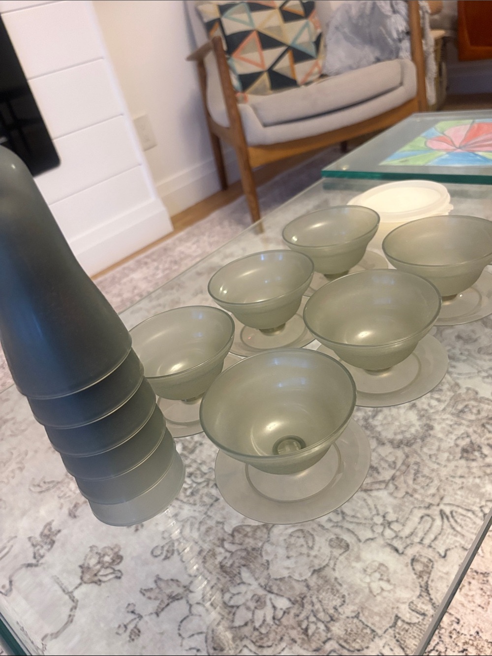 Vintage Tupperware #754 Dessert Cup Set Smoky Gray | 6 Tall + 6 Short w/Lids